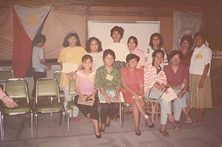 NOVADECI members gathered for a community meeting in the early 1990s
